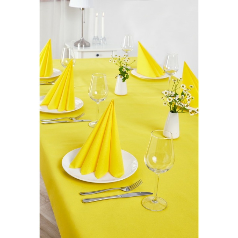 Dunicel® textil hatású papír Asztalterítő tekercs, sárga, 1,18 x 5 m