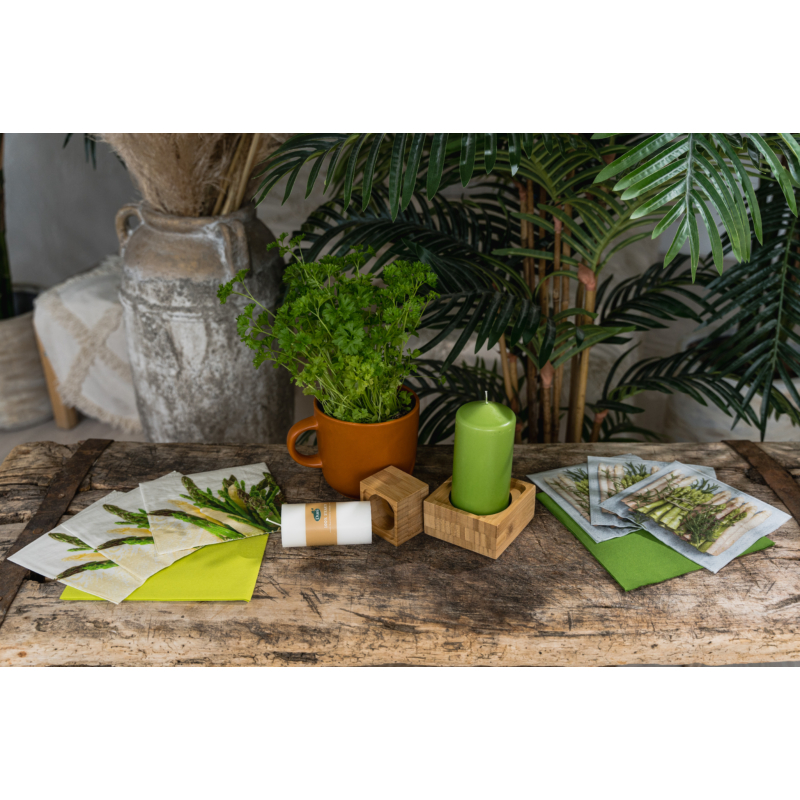 Paper+Design Tissue Szalvéta, Spárga fűszernövényekkel mintázatú, 33 x 33 cm, 3-rétegű