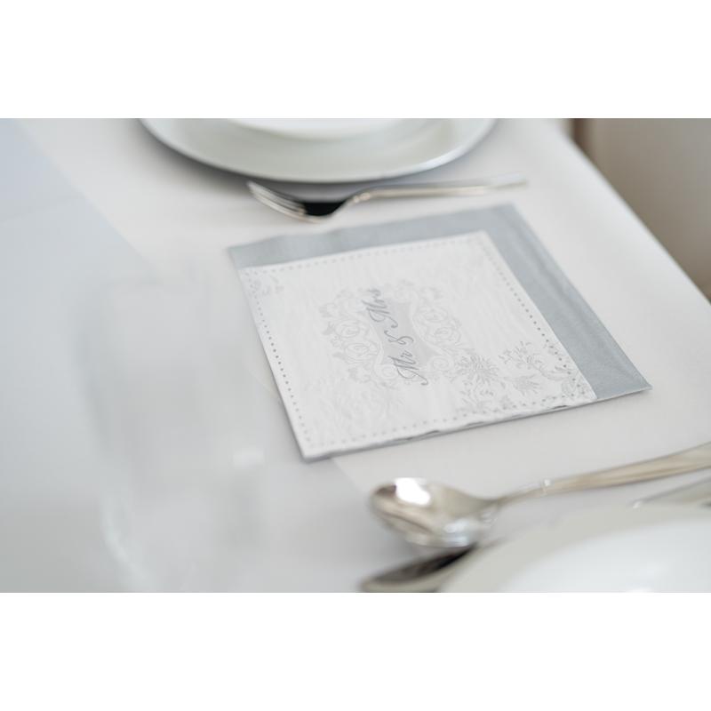 Paper+Design "Mr.&Mrs. silver" esküvői ezüst mintás dombornyomott Tissue Szalvéta, 33 x 33 méretű, 3 rétegű
