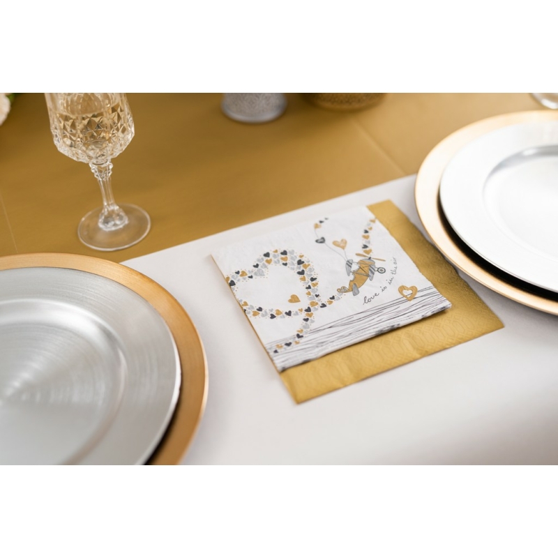 Paper+Design "Love is in the air" esküvői arany-ezüst mintás dombornyomott Tissue Szalvéta, 33 x 33 méretű, 3 rétegű