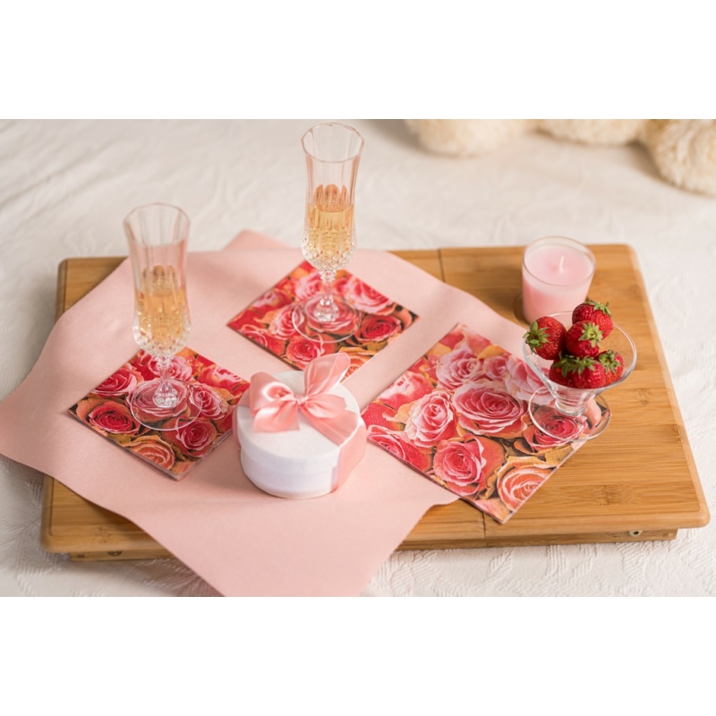 Paper+Design Tissue Szalvéta, Pink rózsa mintás, 24 x 24 cm, 3-rétegű
