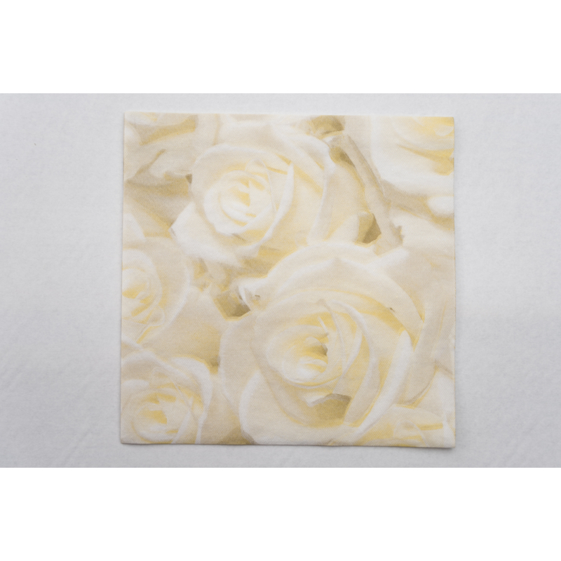 Dunisoft® textil hatású fehér rózsa mintás Szalvéta, 40 x 40 cm
